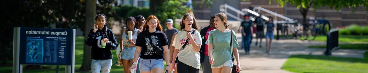 Students walking on campus